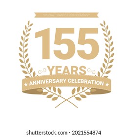 155 years anniversary vector icon, logo. Graphic design element with number and text composition for 155th anniversary