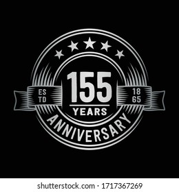 155 years logo design template. 155th anniversary vector and illustration.