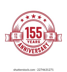 plantilla de diseño de logotipo de 155 años. Vector e ilustración del 155º aniversario.