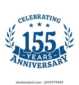 155th anniversary celebration design template. 155 years vector and illustration.