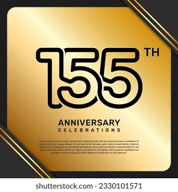 155th anniversary celebration template design with simple and luxury style in golden color, vector template