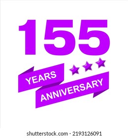 155th anniversary celebration vector template, bright creative 155th birthday logo design with beautiful ribbon. vector eps10