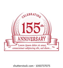 155th anniversary design template. Vector and illustration.