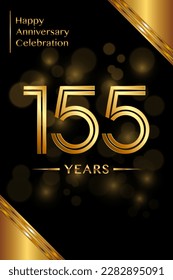 155th Anniversary template design with double line numbers. Golden anniversary template. Vector
