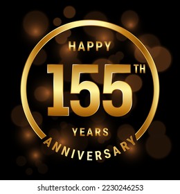 155th Anniversary. Anniversary template design with gold ring for celebration event, wedding, invitation and greeting card. Vector illustration