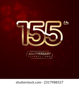 155th year anniversary logo design with a double line concept in gold color