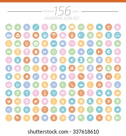 156 Big Web Universal Icon Set,button Icons on white background,clean vector