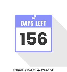 156 Days Left Countdown sales icon. 156 days left to go Promotional banner