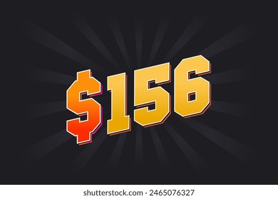 Símbolo de texto de Vector de dinero americano de 156 dólares. $156 USD Dólar de los Estados Unidos Vector de acciones