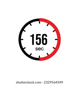 156 seconds timer clock. 156 sec stopwatch icon countdown time digital stop chronometer.