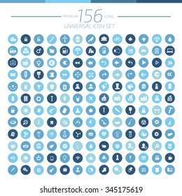 156 Universal Website icon set,blue vector