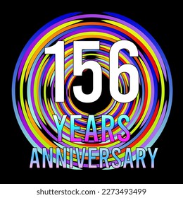 156 years anniversary, for anniversary and anniversary celebration logo, vector design colorful isolated on  black background