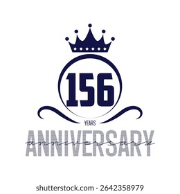156 anos modelo de logotipo de celebração de aniversário. Vetor e ilustração de arte de linha.