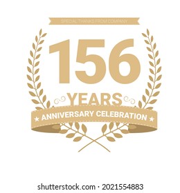 Icono vectorial de 156 años, logotipo. Elemento de diseño gráfico con número y composición de texto para 156º aniversario.