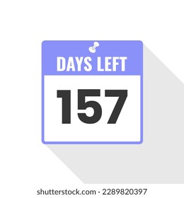 157 Days Left Countdown sales icon. 157 days left to go Promotional banner