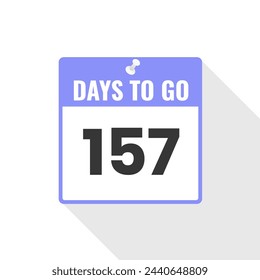 157 Days Left Countdown sales icon. 157 days left to go Promotional banner