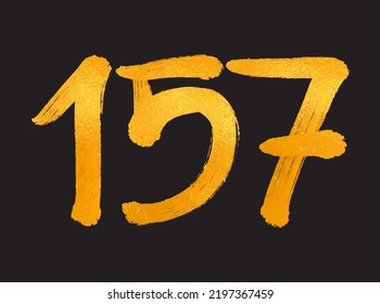 157 Number logo vector illustration, 157 Years Anniversary Celebration Vector Template, 157th birthday, Gold Lettering Numbers brush drawing hand drawn sketch, number logo design for print, t shirt