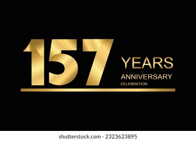 157 year anniversary vector banner template. gold icon isolated on black background.