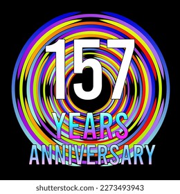 157 years anniversary, for anniversary and anniversary celebration logo, vector design colorful isolated on  black background