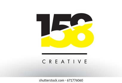 158 Black and Yellow Number Logo Design cut in half.