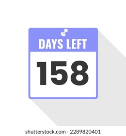 158 Days Left Countdown sales icon. 158 days left to go Promotional banner