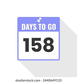 158 Days Left Countdown sales icon. 158 days left to go Promotional banner