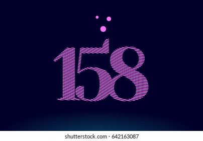 158 number digit logo pink line stripes magenta purple blue font creative text dots company vector icon design