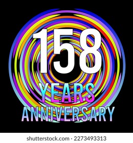 158 years anniversary, for anniversary and anniversary celebration logo, vector design colorful isolated on  black background