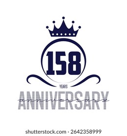 Logotipo da celebração do aniversário de 158 anos. Vetor e ilustração.
