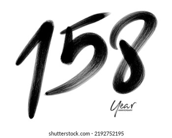 158 Years Anniversary Celebration Vector Template, 158 number logo design, 158th birthday, Black Lettering Numbers brush drawing hand drawn sketch, number logo design vector illustration