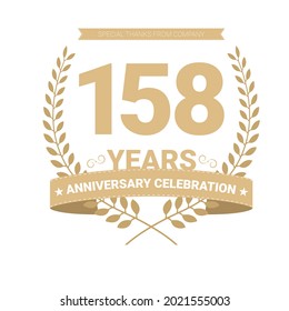 158 years anniversary vector icon, logo. Graphic design element with number and text composition for 158th anniversary