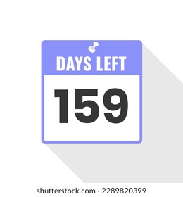 159 Days Left Countdown sales icon. 159 days left to go Promotional banner