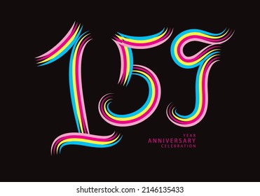 159 number design vector, graphic t shirt, 159 years anniversary celebration logotype colorful line, 159th birthday logo, Banner template, logo number elements for invitation card, poster