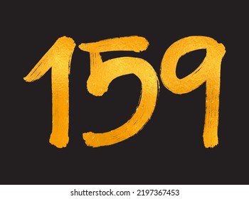 159 Number logo vector illustration, 159 Years Anniversary Celebration Vector Template,  159th birthday, Gold Lettering Numbers brush drawing hand drawn sketch, number logo design for print, t shirt