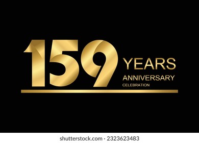 159 year anniversary vector banner template. gold icon isolated on black background.