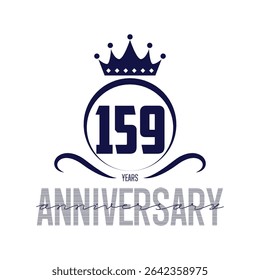 159 year anniversary vector banner template. gold icon isolated on black background.