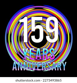 159 years anniversary, for anniversary and anniversary celebration logo, vector design colorful isolated on  black background