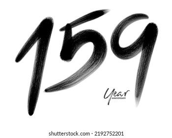 159 Years Anniversary Celebration Vector Template, 159 number logo design, 159th birthday, Black Lettering Numbers brush drawing hand drawn sketch, number logo design vector illustration