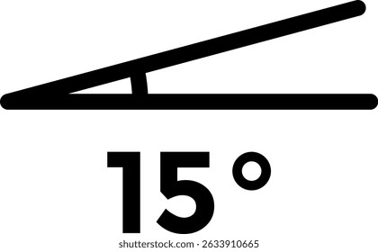 ícone de ângulo de 15 graus. Modelos de trigonometria. Símbolo geométrico. elementos matemáticos. Materiais didáticos de geometria escolar