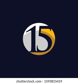 15/Fifteen Numeric Circle Media Creative Abstract Business Logo