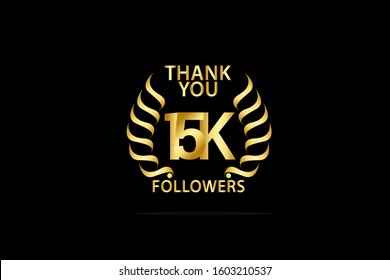 15K, 15.000 Followers celebration logotype. anniversary logo with golden and Spark light white color isolated on back background for social media - Vector