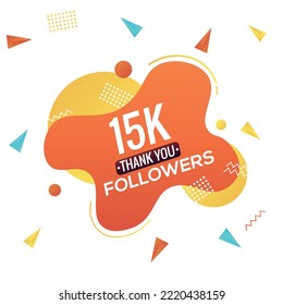 15k followers, social sites post, greeting card vector illustration. 15000 Followers Social Media Online Illustration Label Vector
