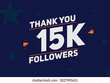 15k followers thank you colorful celebration template. social media followers banner. 