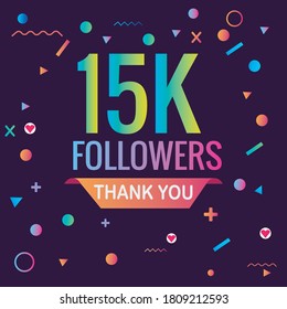 15k Followers Thank You Template Vector. Thank You 15000 Followers