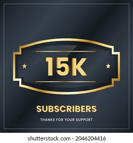  15k subscribers, Thank you subscribers banner, card, vector illustration design.