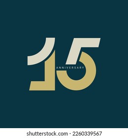 15th, 15 Years Anniversary Logo, Vector Template Design element for birthday, invitation, wedding, jubilee and greeting card illustration.