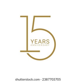 15th, 15 Years Anniversary Logo, Vector Template Design element for birthday, invitation, wedding, jubilee and greeting card illustration.