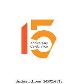 15th, 15 Years Anniversary Logo, Vector Template Design element for birthday, invitation, wedding, jubilee and greeting card illustration.