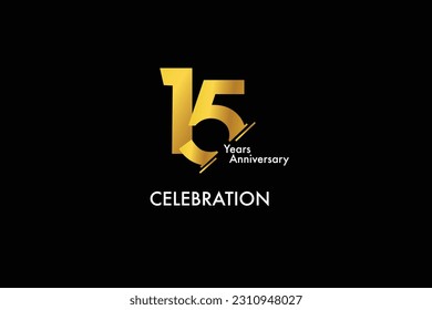 15th, 15 years, 15 year anniversary gold color on black background abstract style logotype. anniversary with gold color isolated on black background, vector design for celebration vector