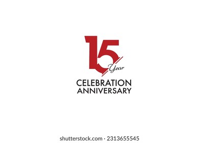 15th, 15 years, 15 year anniversary anniversary with red color isolated on white background, vector design for celebration vector